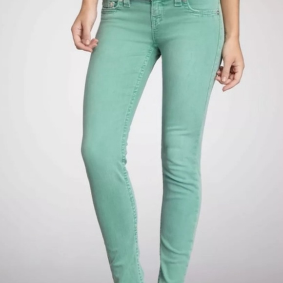 True religion green brooklyn cropped skinny jeans size 24 - Picture 2 of 5